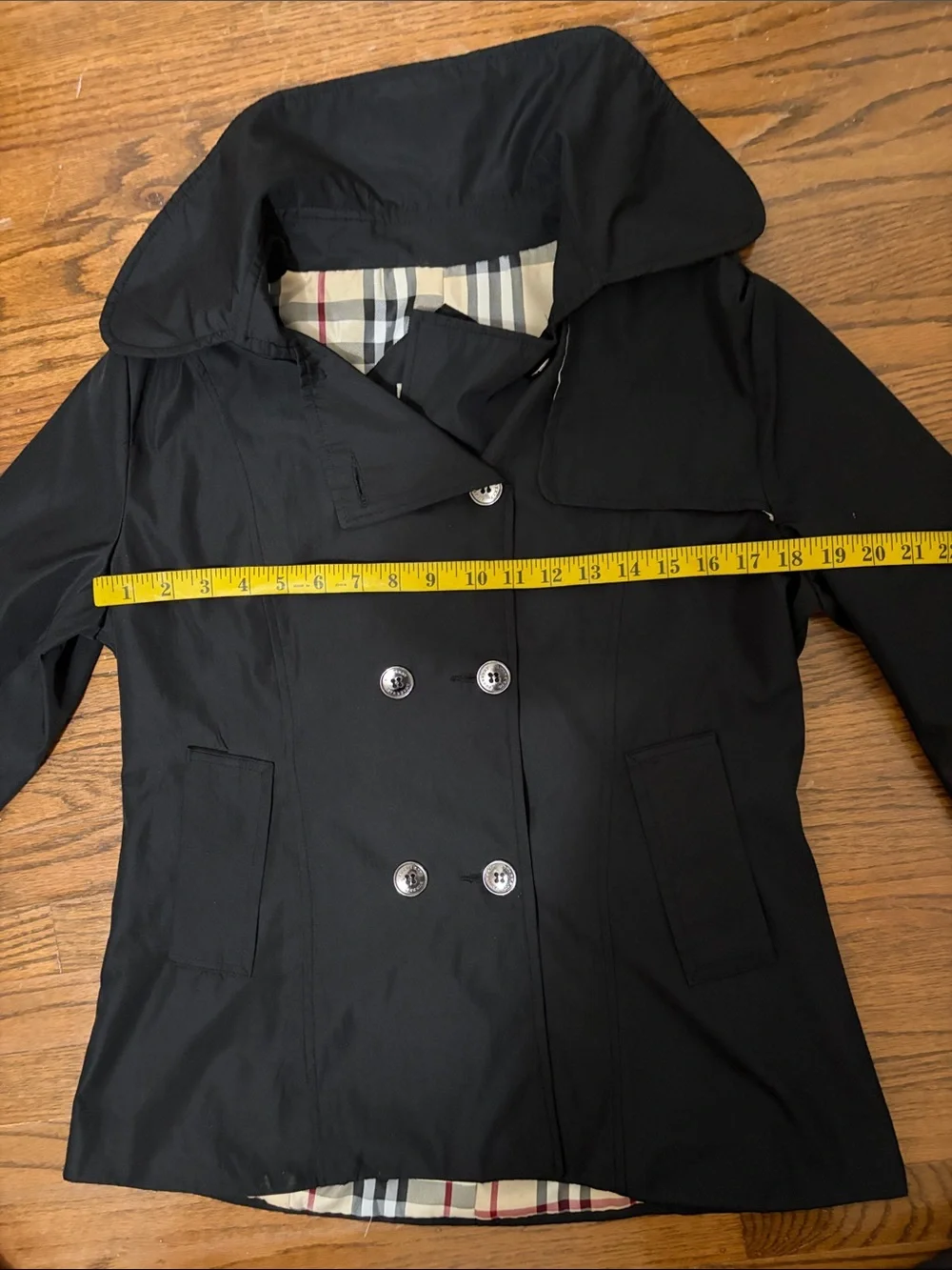 Burberry Black Double-Breasted Trench Coat Jacket Made in England - Picture 14 of 16